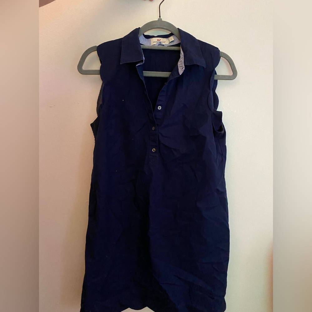Navy blue scalloped dress